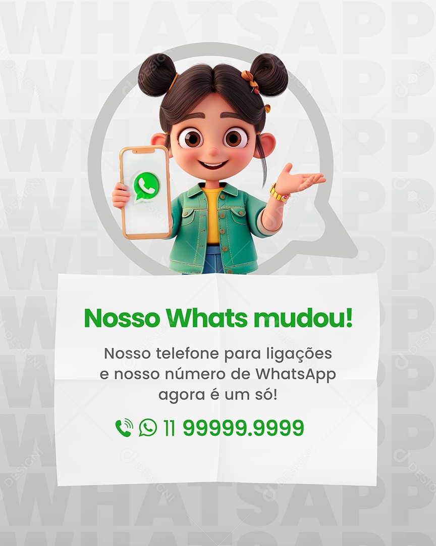 Nosso Whatsapp Mudou o Mesmo Número para Ligações Social Media PSD Editável