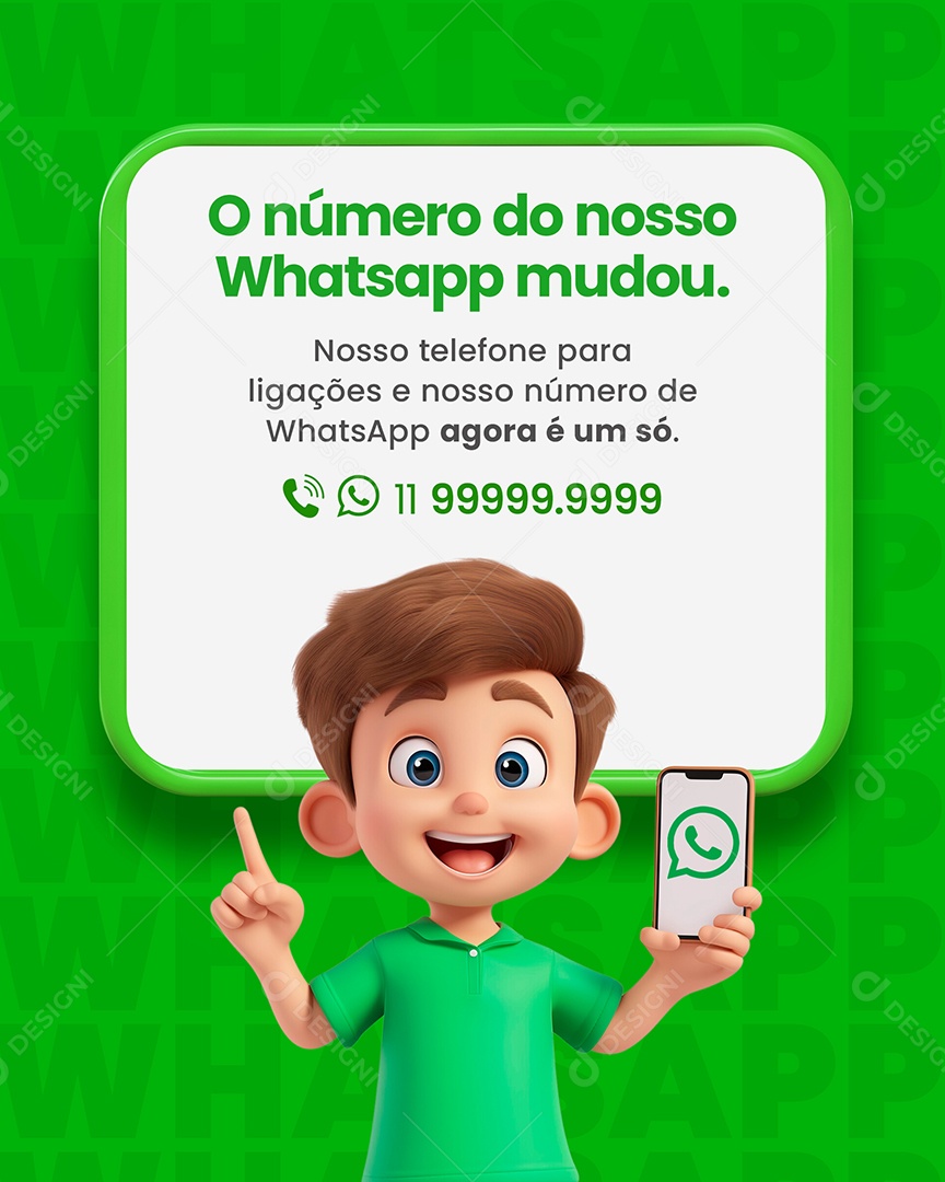 Número de Telefone para Ligações e Whatsapp é o Mesmo Social Media PSD Editável