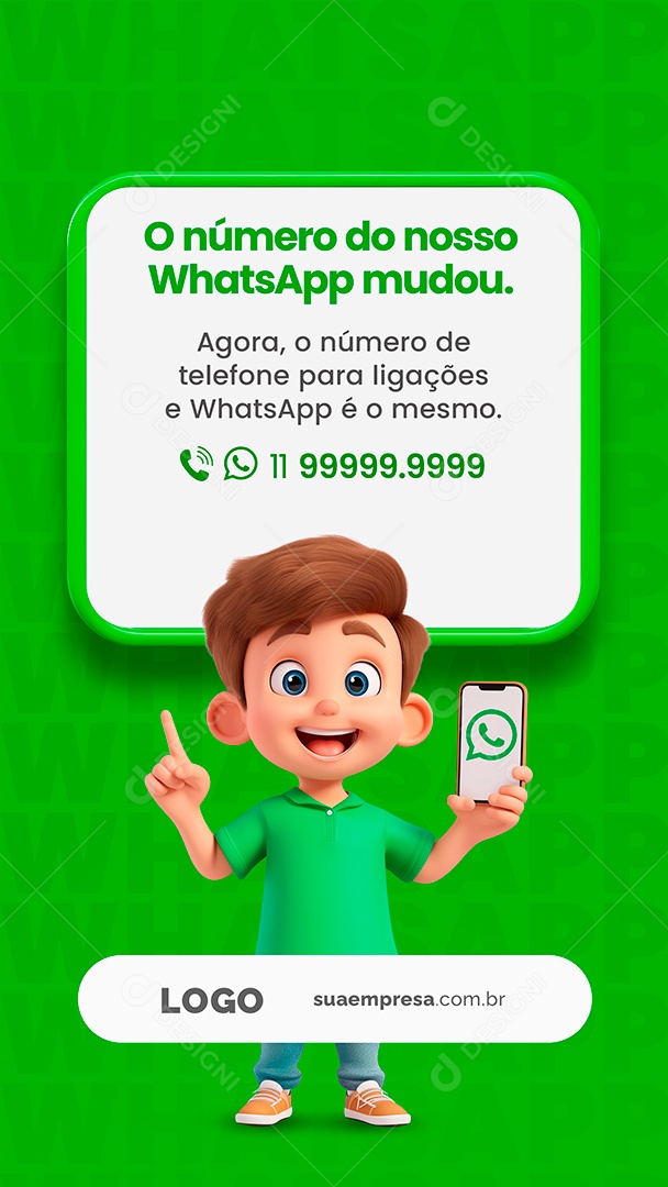 Story Número de Telefone para Ligações e Whatsapp é o Mesmo Social Media PSD Editável