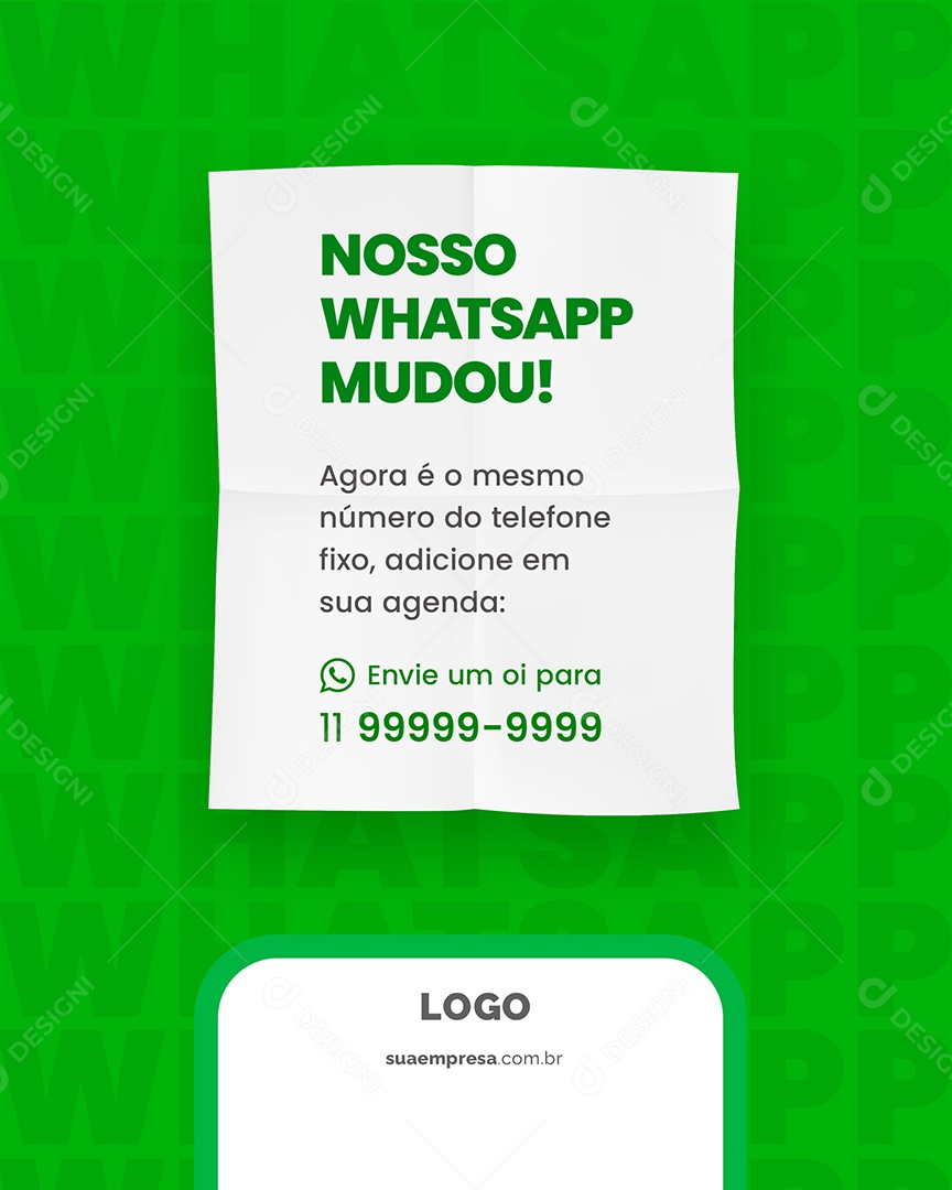 Nosso Whatsapp Mudou Social Media PSD Editável