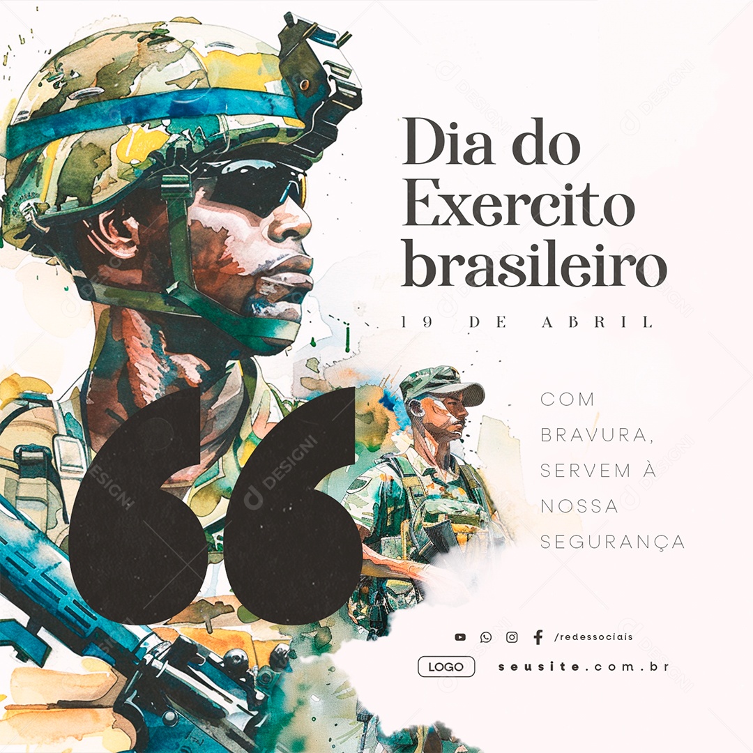 Dia Do Exército Brasileiro 19 De Abril Com Bravura Servem Social Media PSD Editável