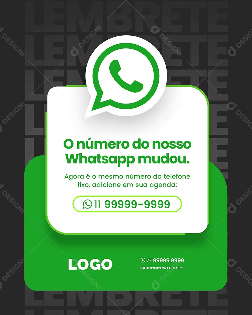 O Número do nosso Whatsapp Mudou Social Media PSD Editável