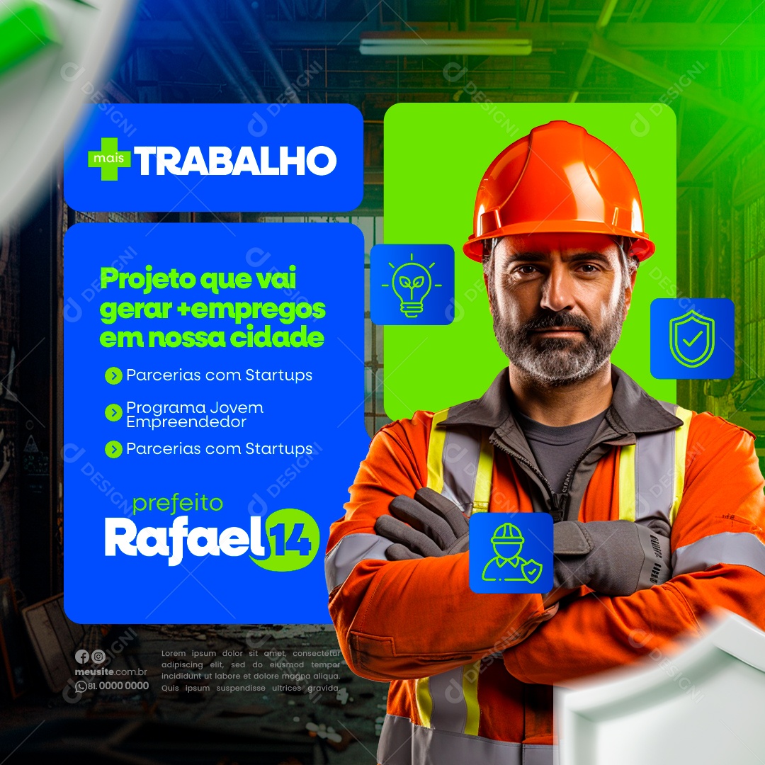 Projeto que vai Gerar mais Empregos em nosso Cidade Social Media PSD Editável