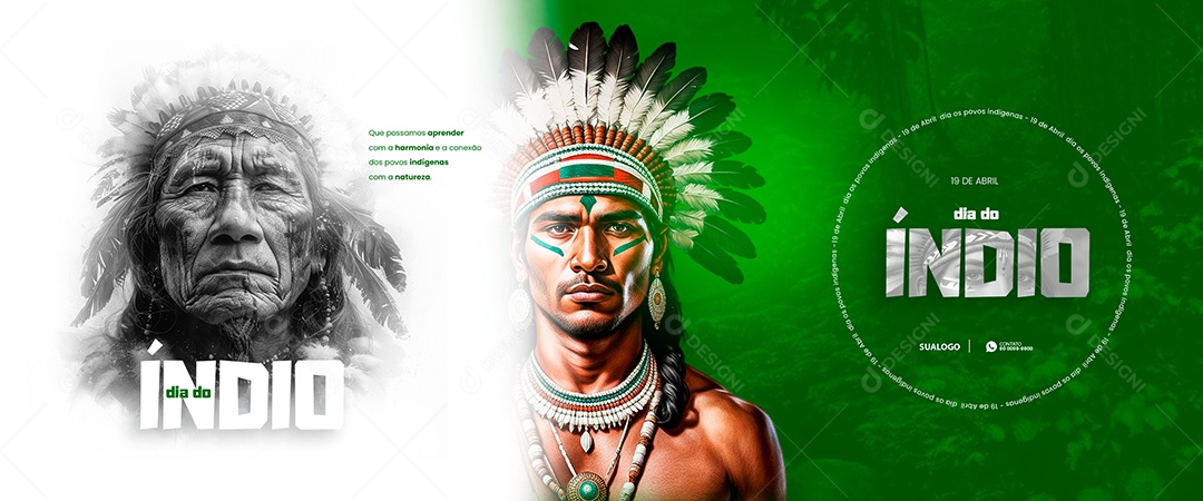Banner Dia do Índio 19 de Abril que Possamos Aprender com a Harmonia e a Conexão Social Media PSD Editável