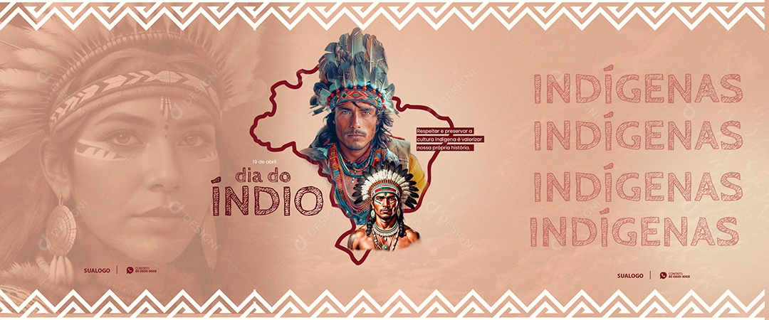 Banner Dia do Indio 19 de Abril Respeitar e Preservar a Cultura Indígenas Social Media PSD Editável