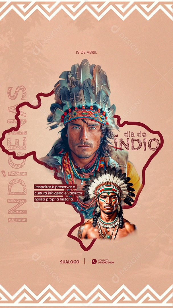 Story Dia do Indio 19 de Abril Respeitar e Preservar a Cultura Indígenas Social Media PSD Editável