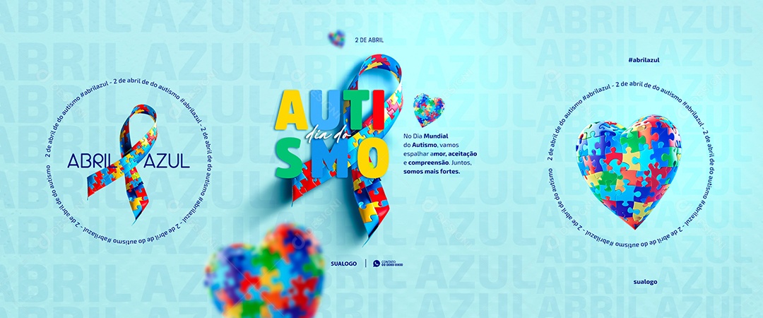 Banner Dia Mundial de Conscientização do Autismo 02 de Abril Social Media PSD Editável