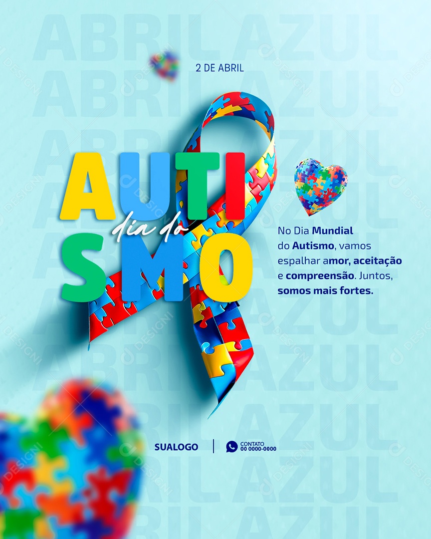Dia Mundial da Conscientização do Autismo 02 de Abril Social Media PSD Editável