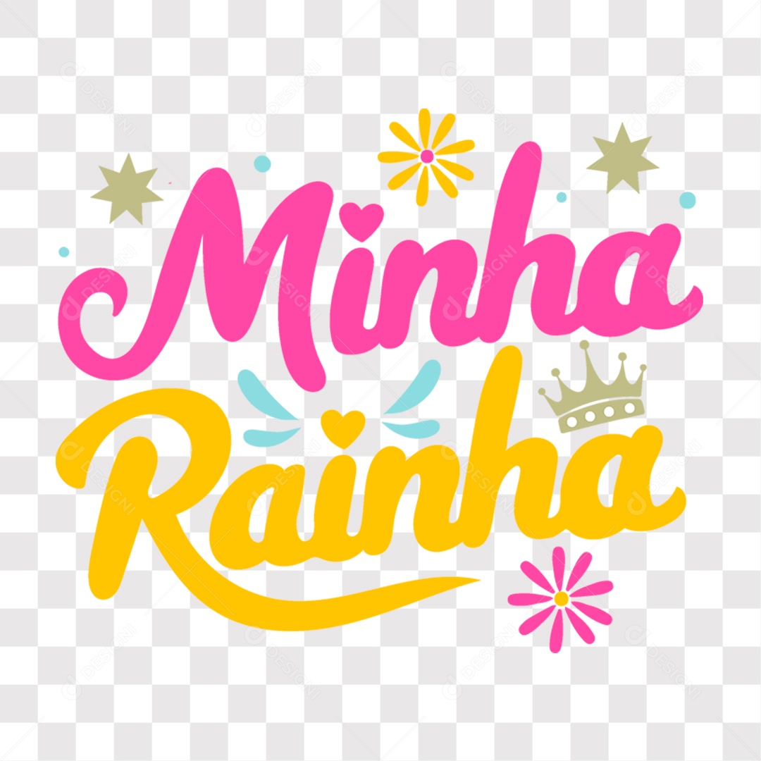 Lettering Dia das Mães Minha Rainha EPS + PNG