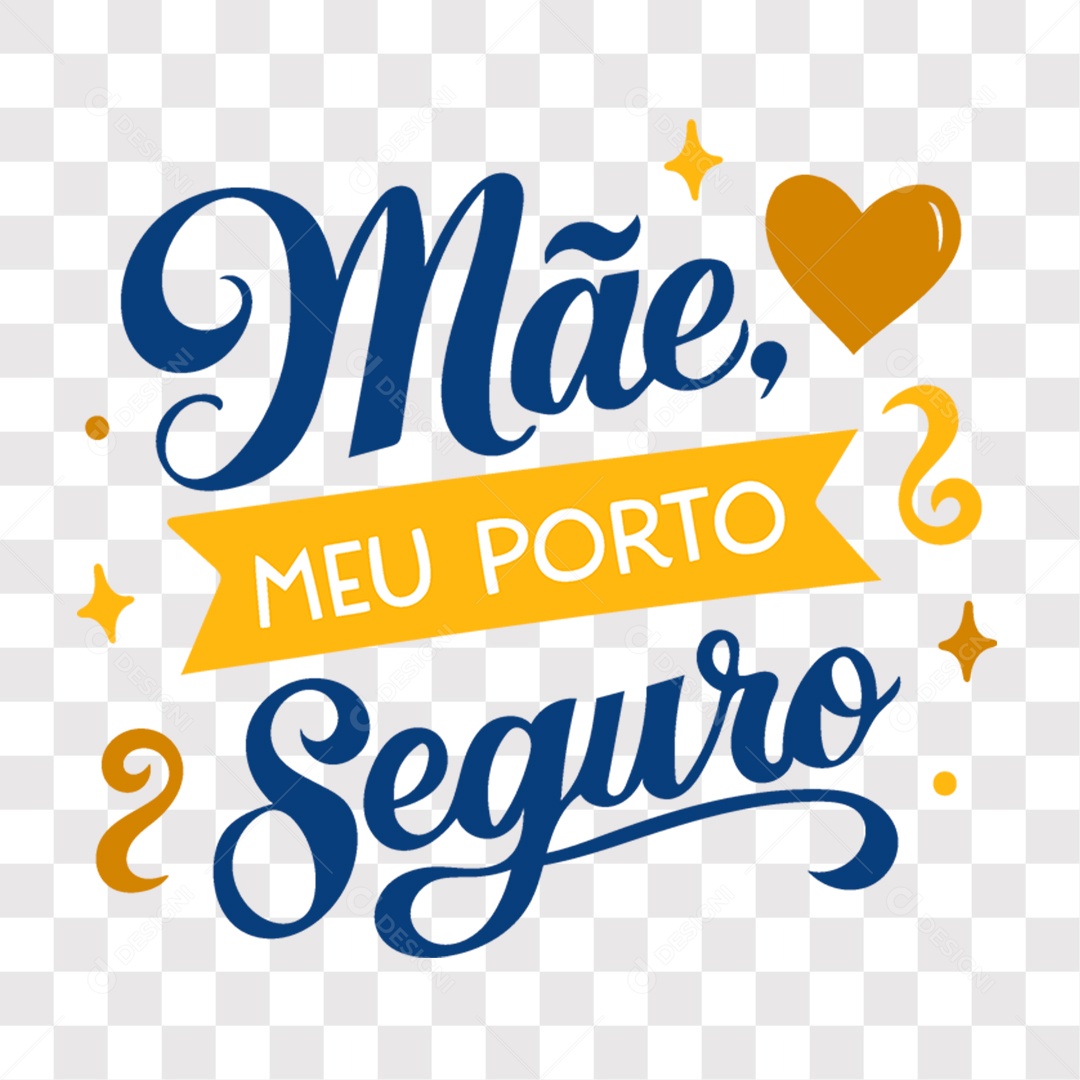 Lettering Dia das Mães Mãe Meu Porto Seguro EPS + PNG