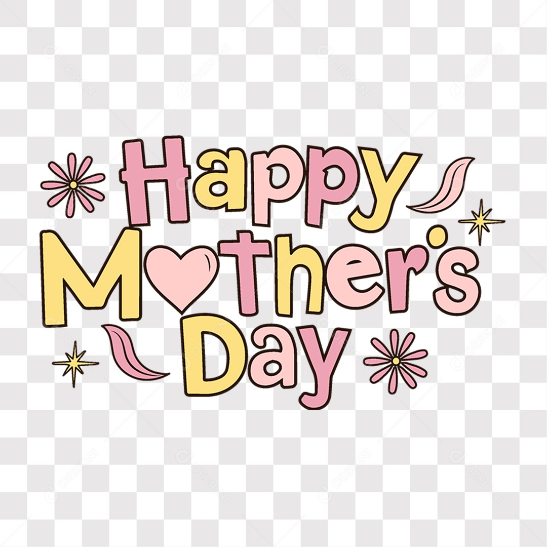 Lettering Dia das Mães Happy Mothers Day EPS + PNG