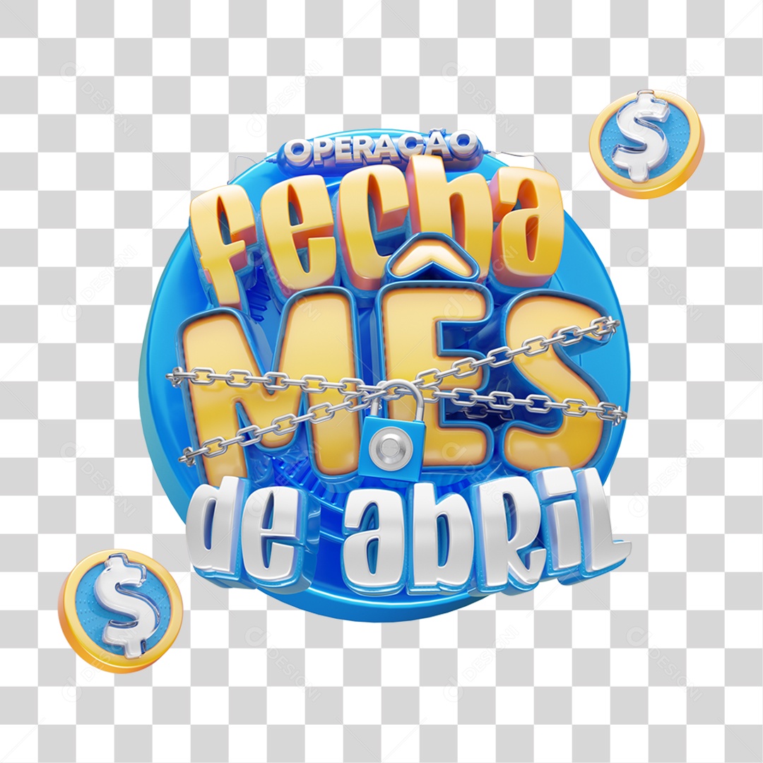 Selo 3D Operação Fecha Mês PNG Transparente
