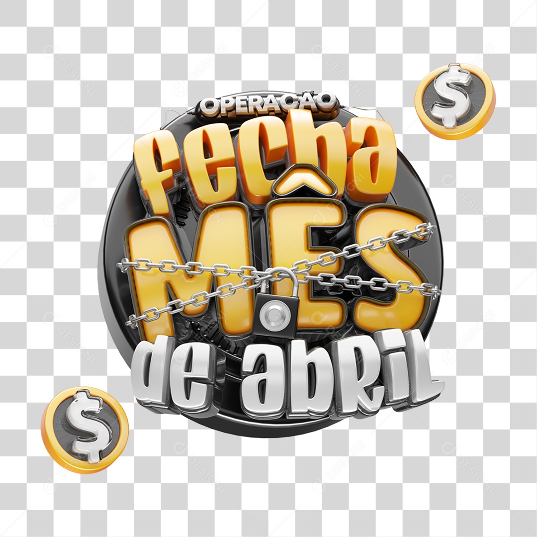 Selo 3D Operação Fecha Mês PNG Transparente