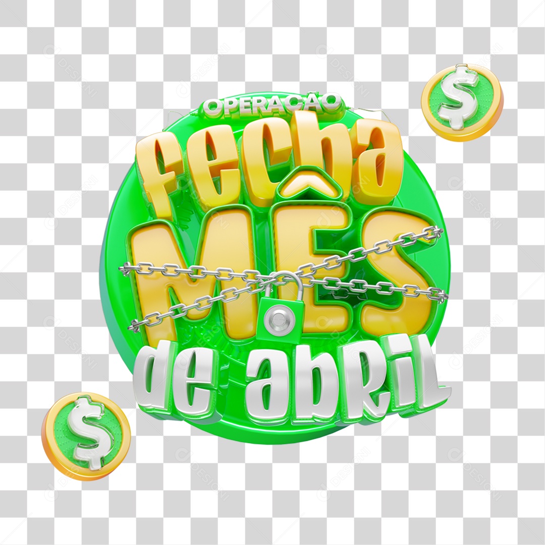 Selo 3D Operação Fecha Mês PNG Transparente
