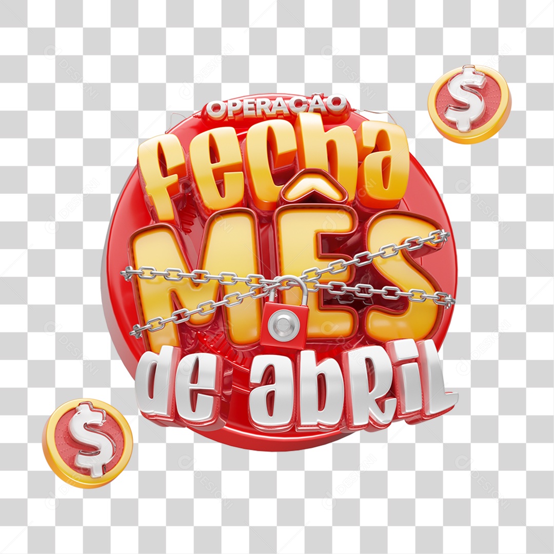 Selo 3D Operação Fecha Mês PNG Transparente