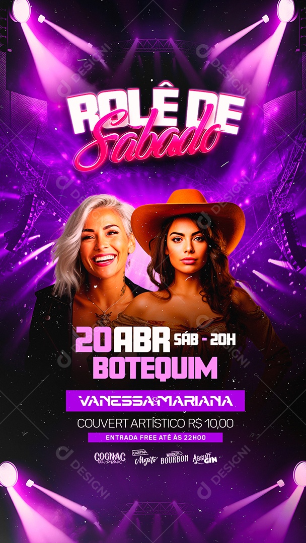 Story Flyer Rolê de Sábado Vanessa e Mariana Social Media PSD Editável