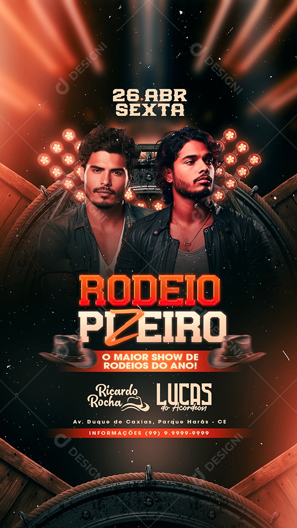 Story Flyer Rodeio Pizeiro Ricardo Rocha Lucas do Acordeon Social Media PSD Editável