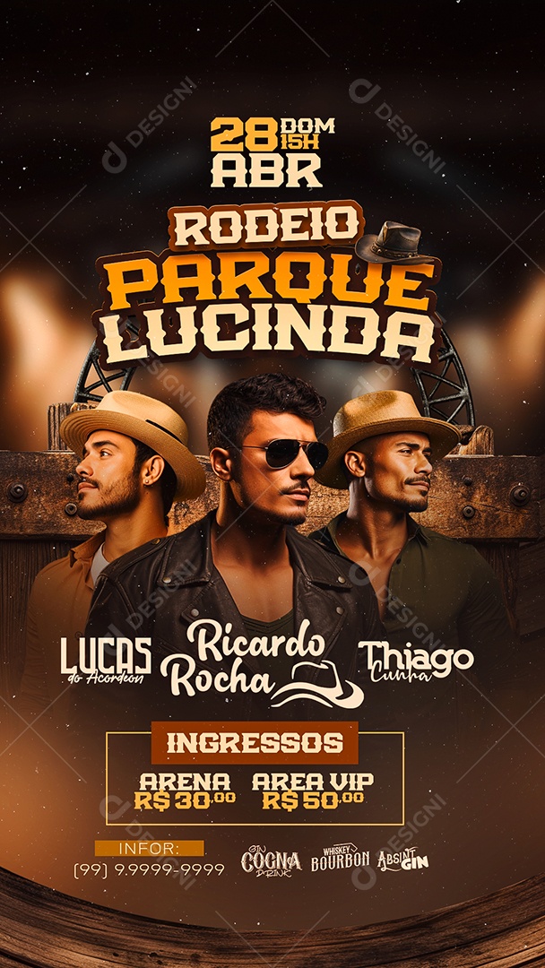 Story Flyer Rodeio Parque Lucinda Lucas do Acordeon Ricardo Rocha Social Media PSD Editável
