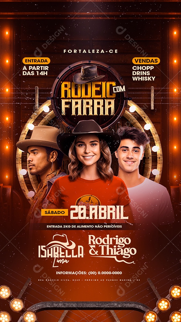 Story Flyer Rodeio com Farra Isabella Lima Rodrigo e Thiago Social Media PSD Editável