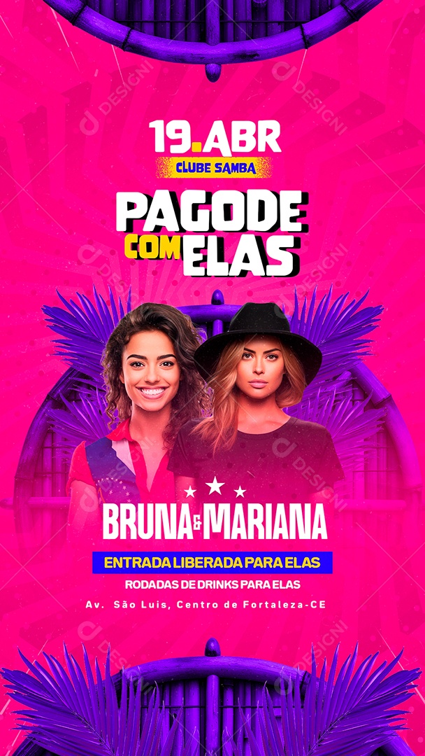 Story Flyer Pagode com Elas Bruna e Mariana Social Media PSD Editável