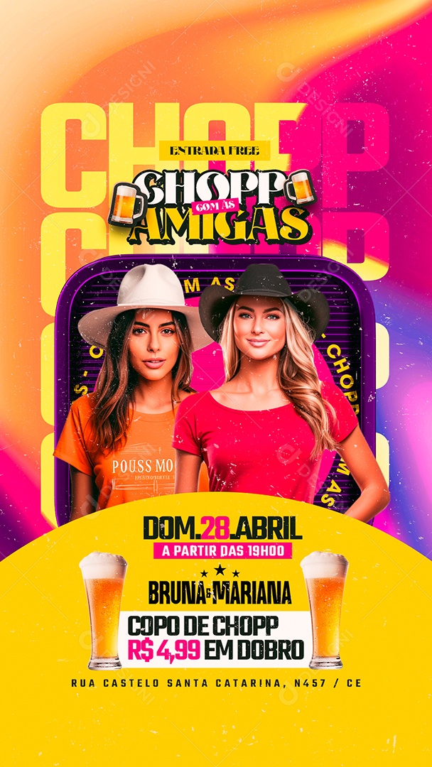 Story Flyer Chopp com Às Amigas Bruna e Mariana Social Media PSD Editável