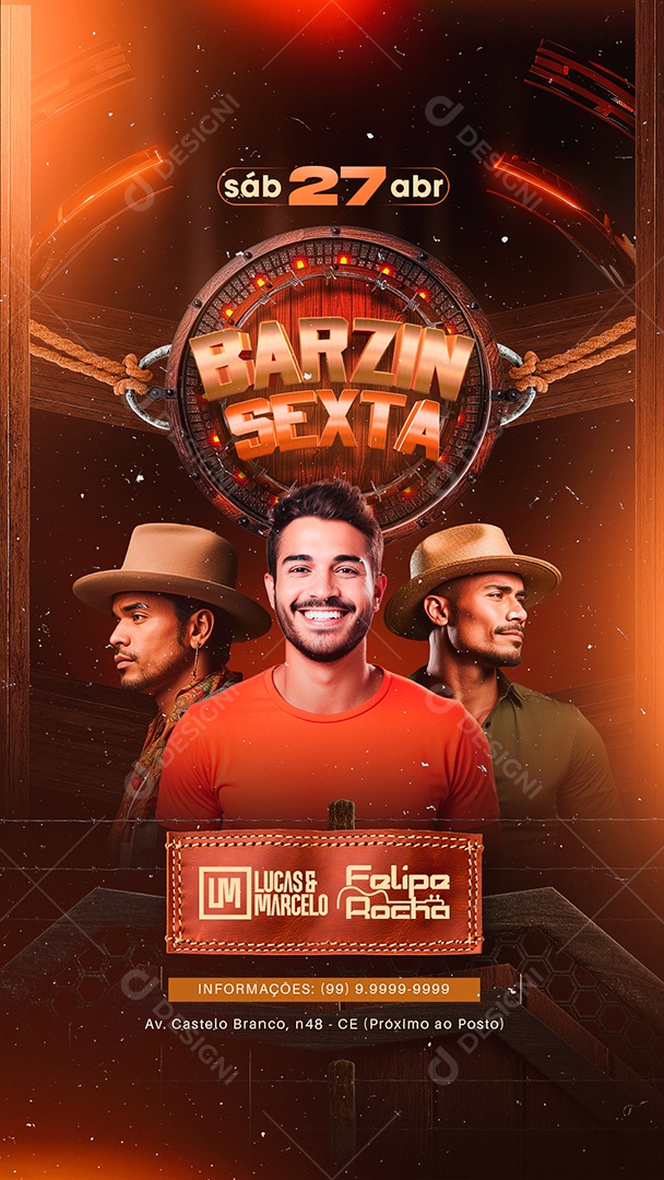 Story Flyer Barzin Sexta Lucas e Marcelo Felipe Rocha Social Media PSD Editável