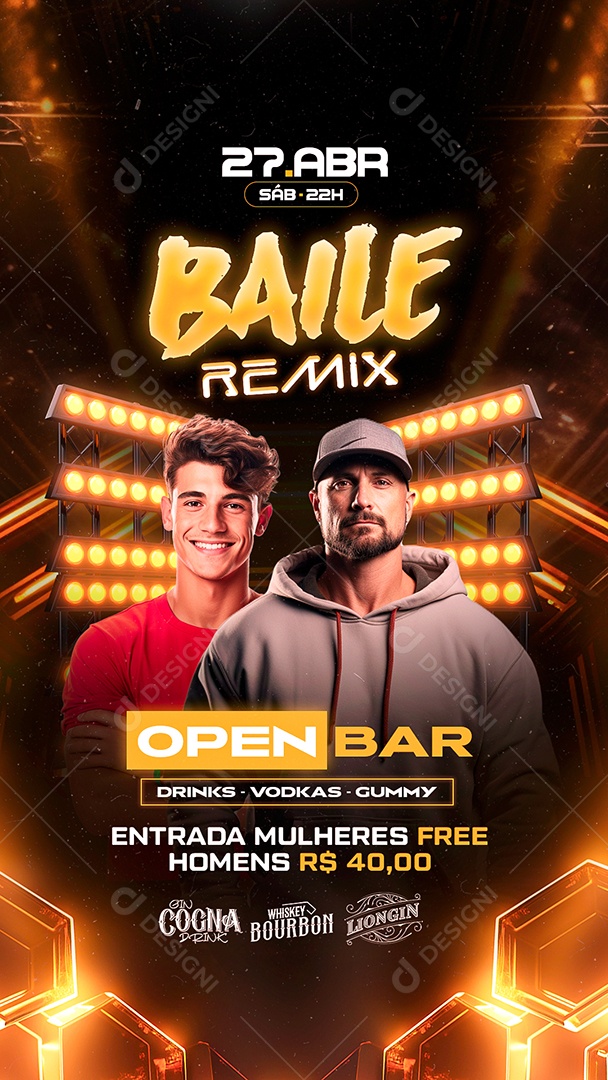 Story Flyer Baile Remix Open Bar Social Media PSD Editável