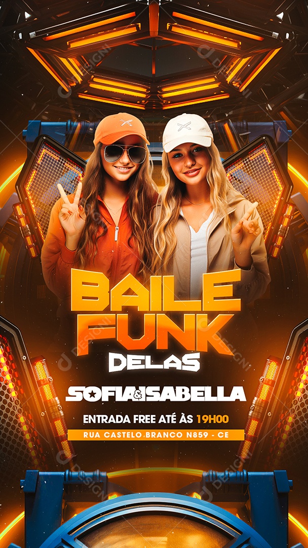 Story Flyer Baile Funk Delas Sofia e Isabella Social Media PSD Editável