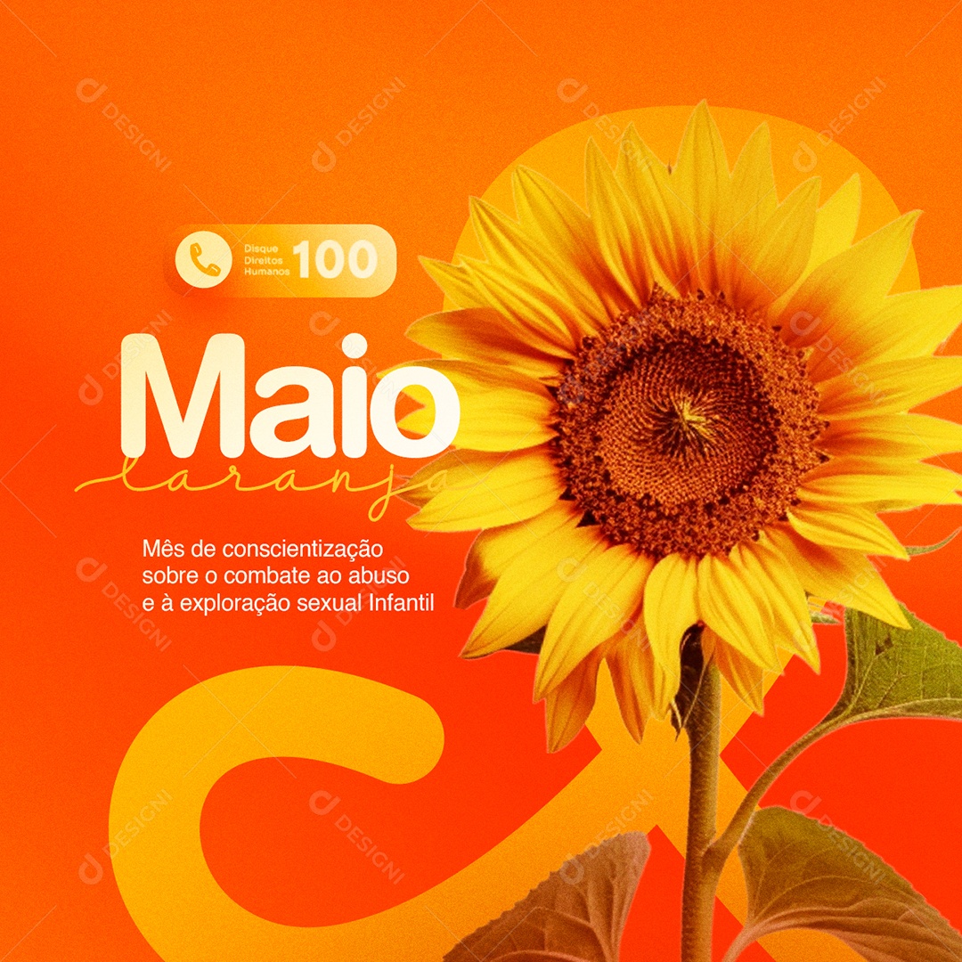 Maio Laranja Mês de Conscientização Sobre o Combate ao Abuso e à Exploração Sexual Infantil Social Media PSD Editável