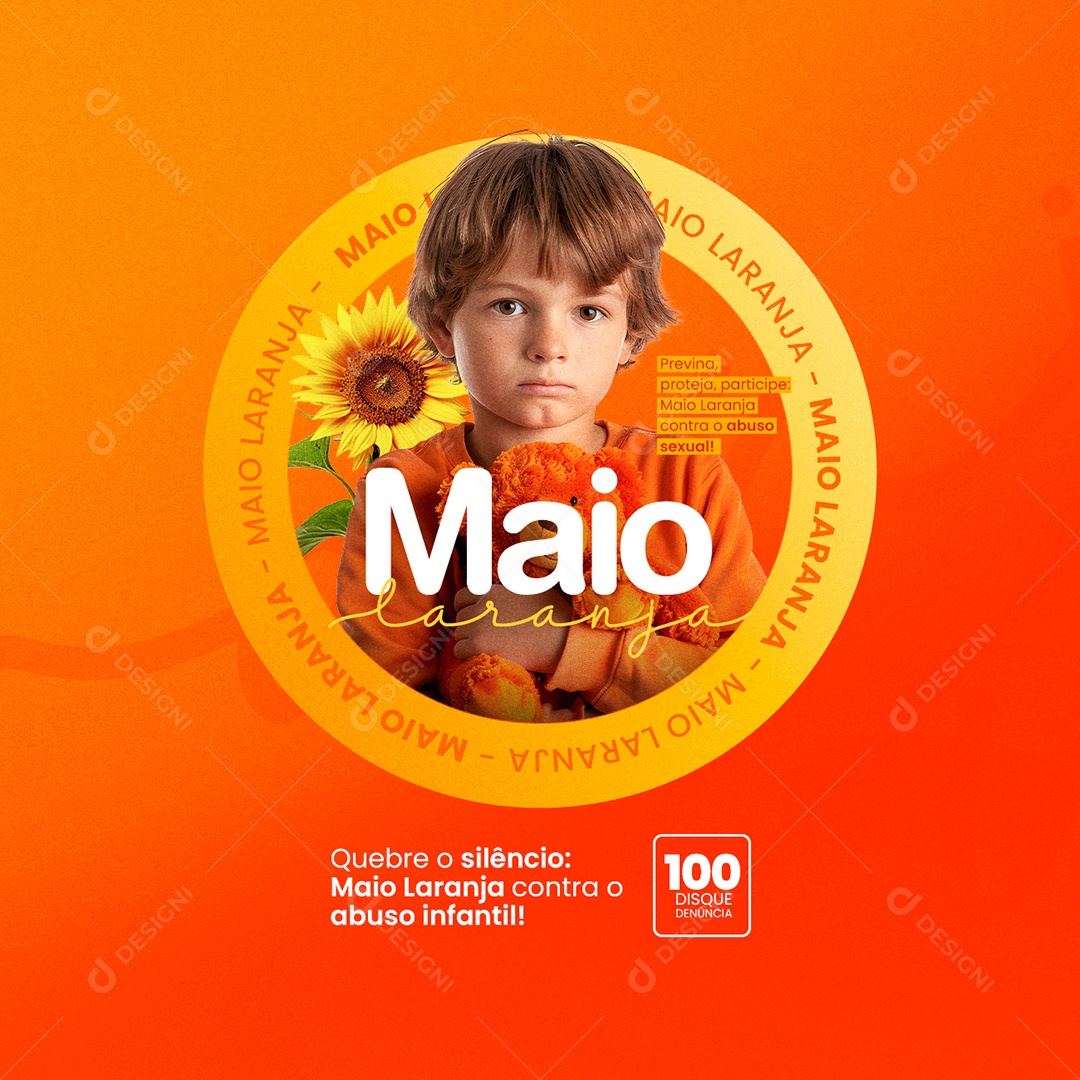 Maio Laranja Quebre o Silêncio Social Media PSD Editável