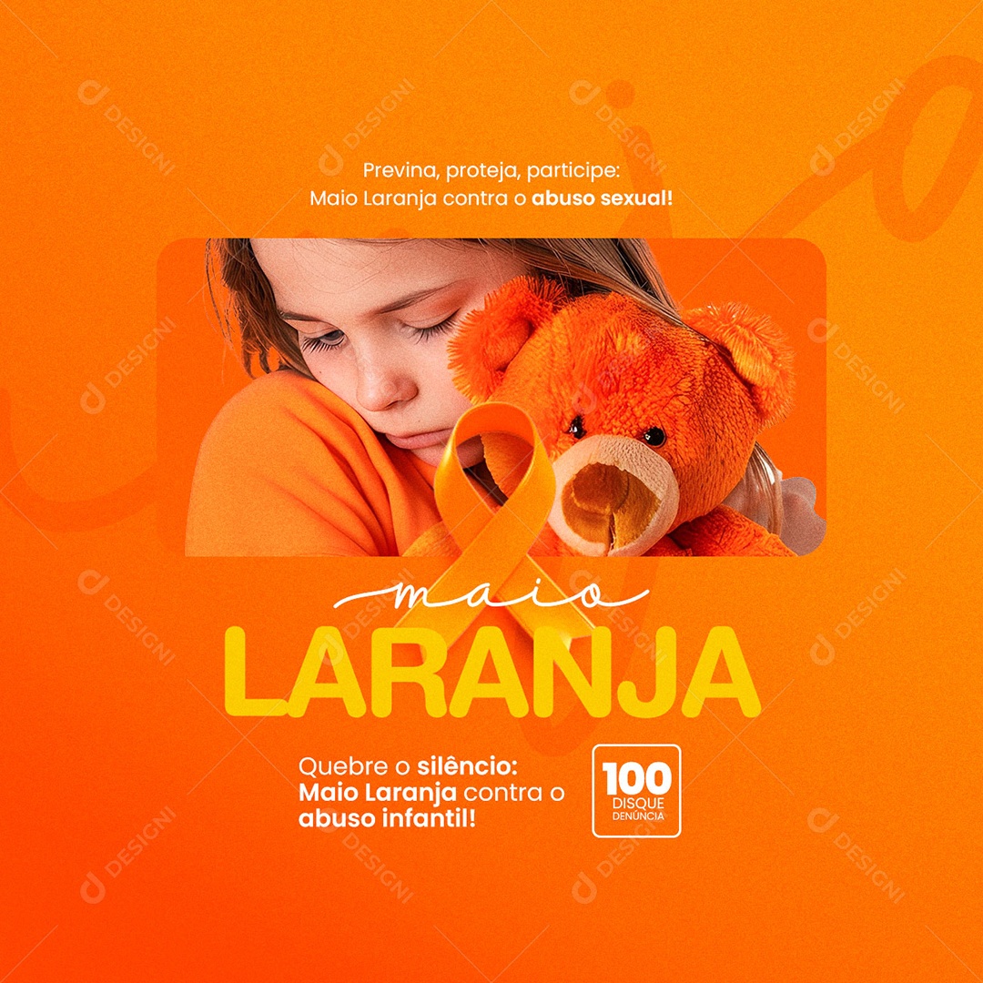 Maio Laranja Previna Proteja Participe Social Media PSD Editável