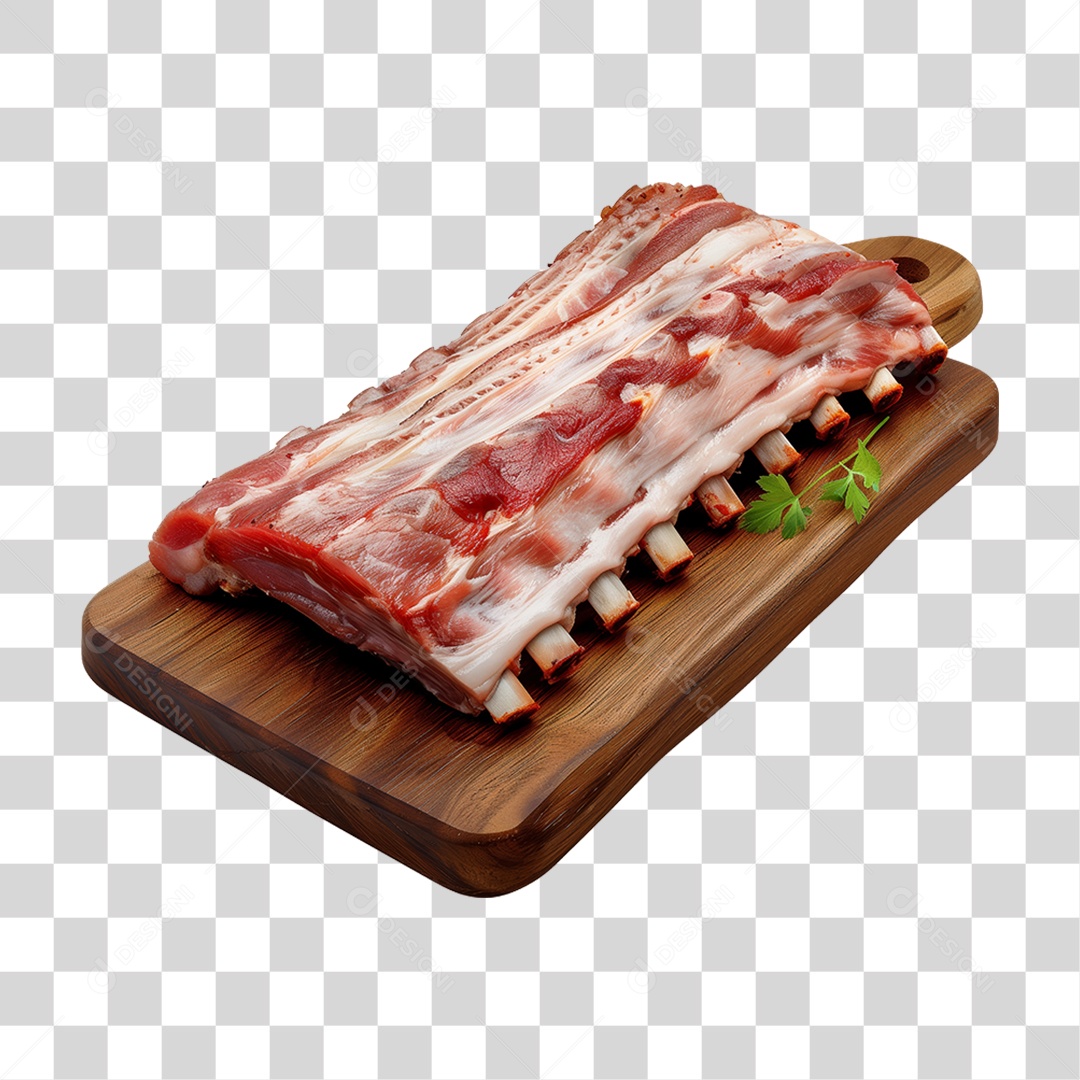 Costela Suína em Tábua de Madeira PNG Transparente