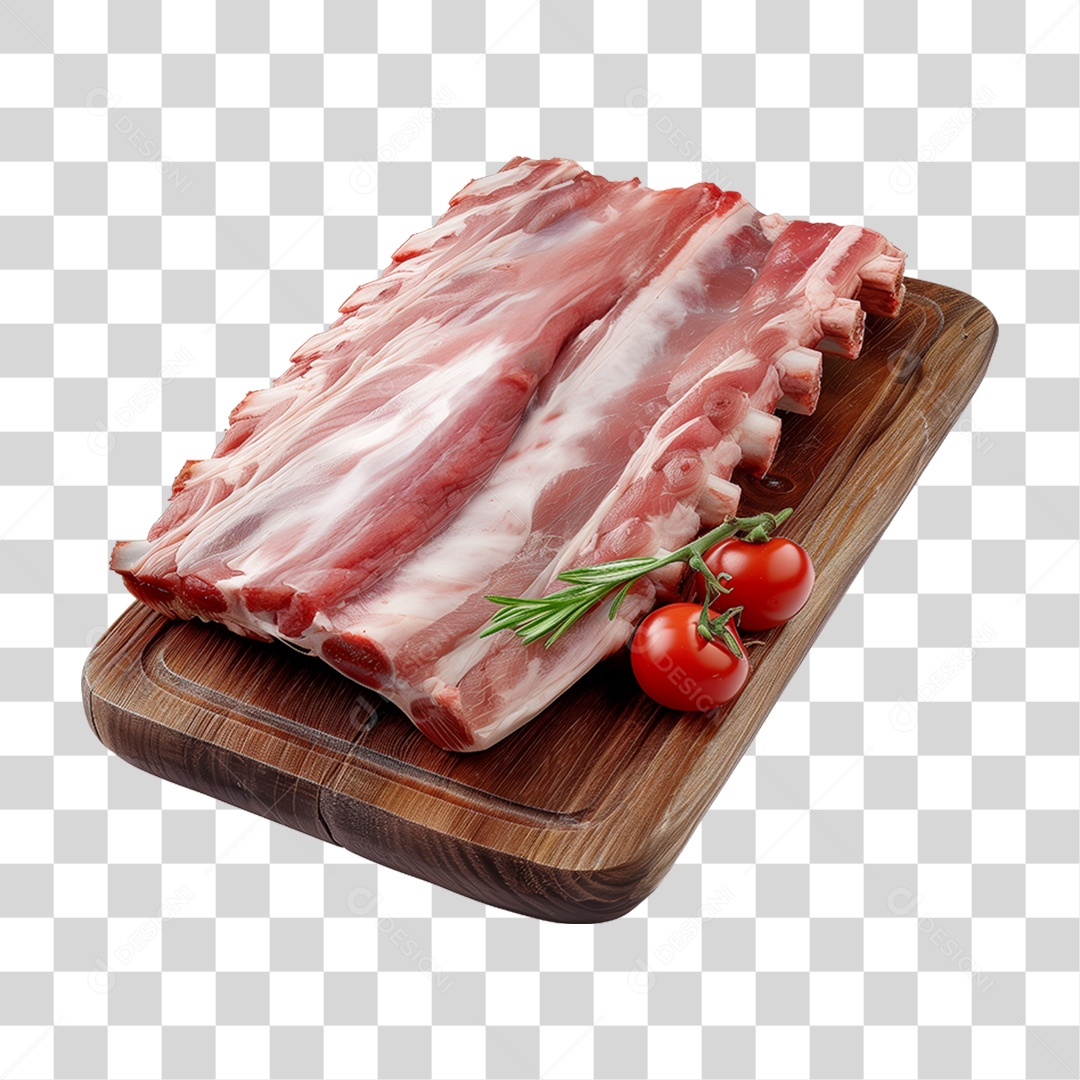 Costela Suína em Tábua de Madeira PNG Transparente