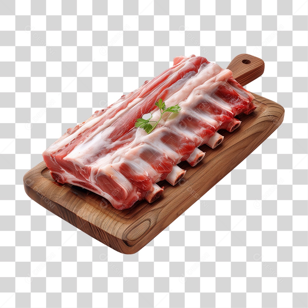 Costela Suína em Tábua de Madeira PNG Transparente