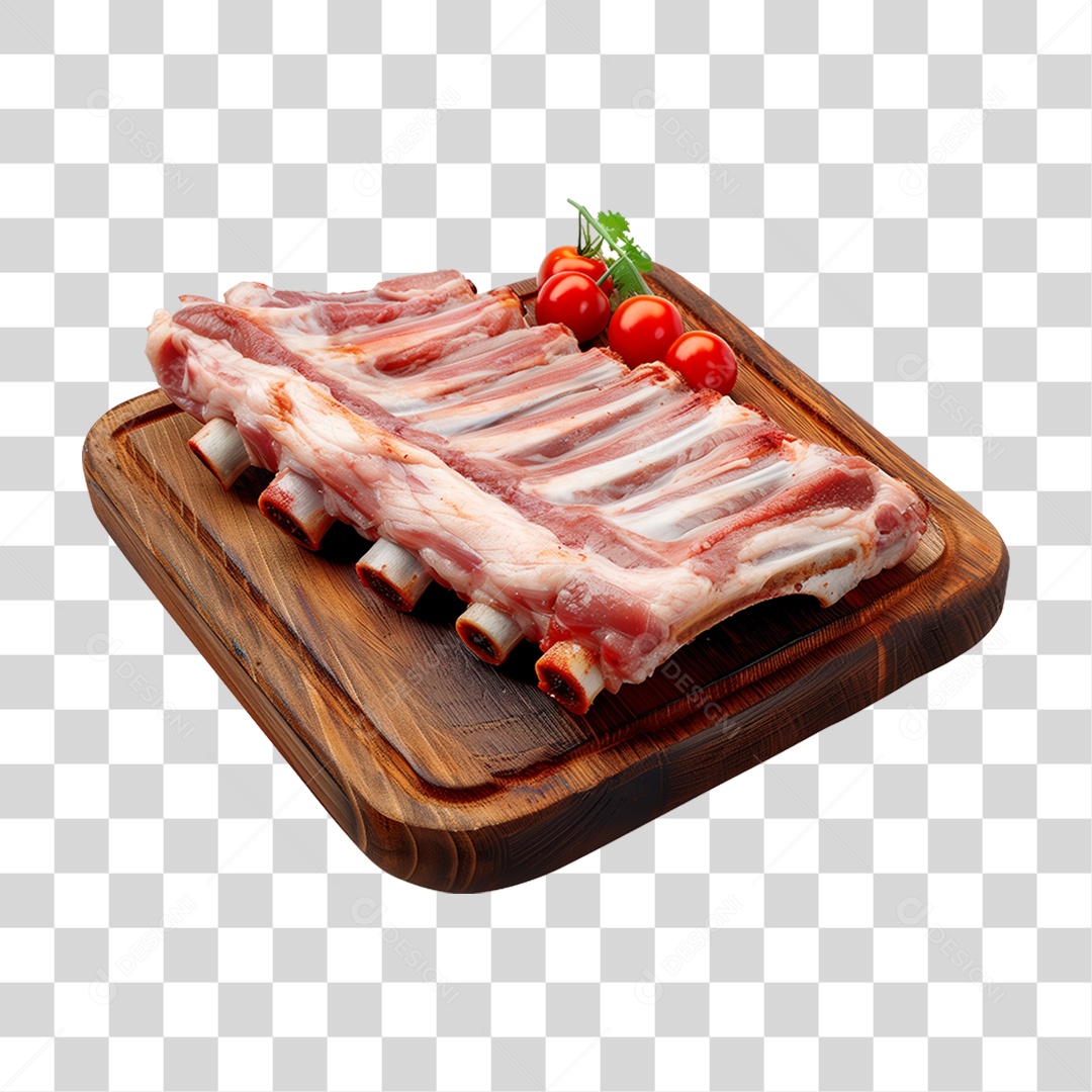 Costela Suína em Tábua de Madeira PNG Transparente