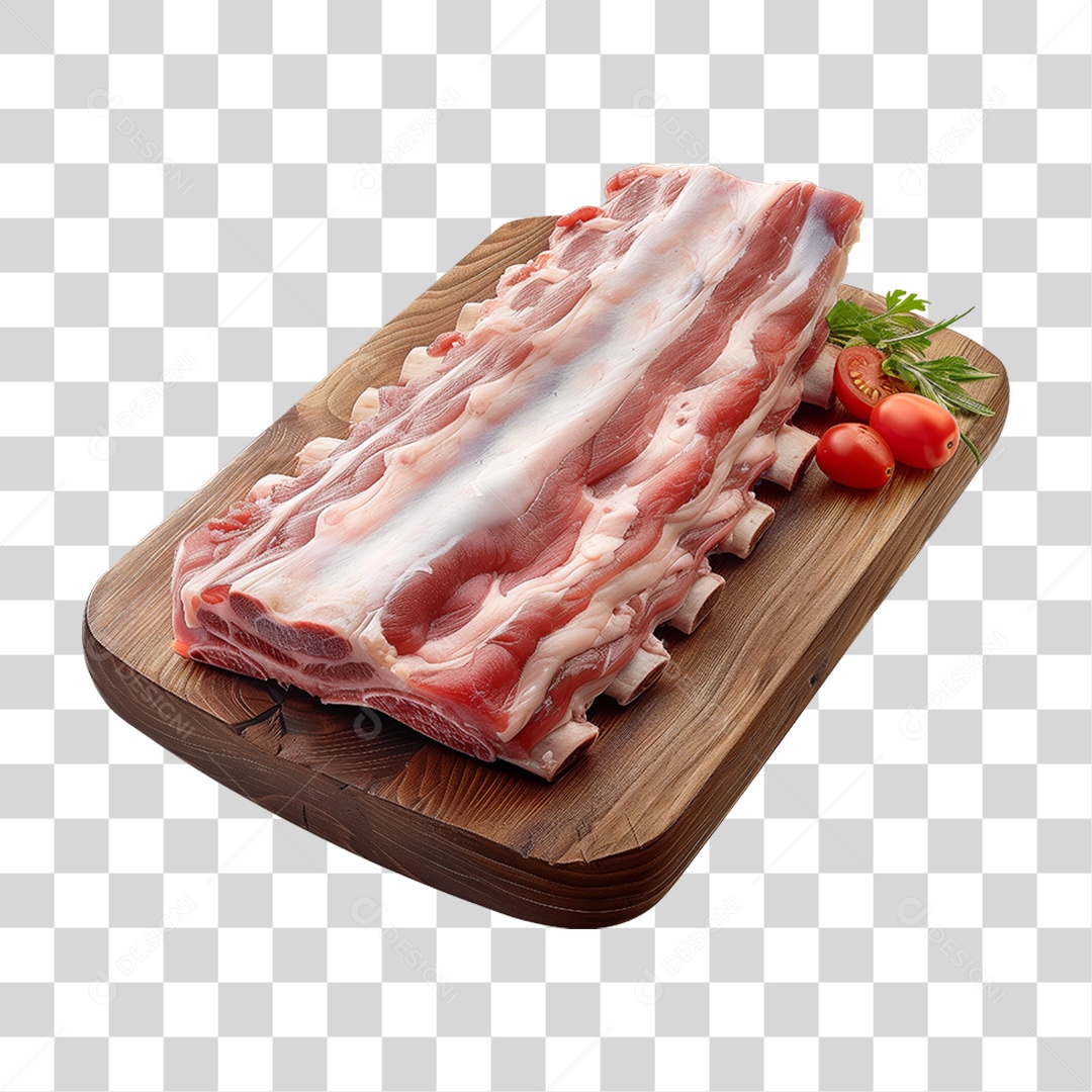 Costela Suína em Tábua de Madeira PNG Transparente