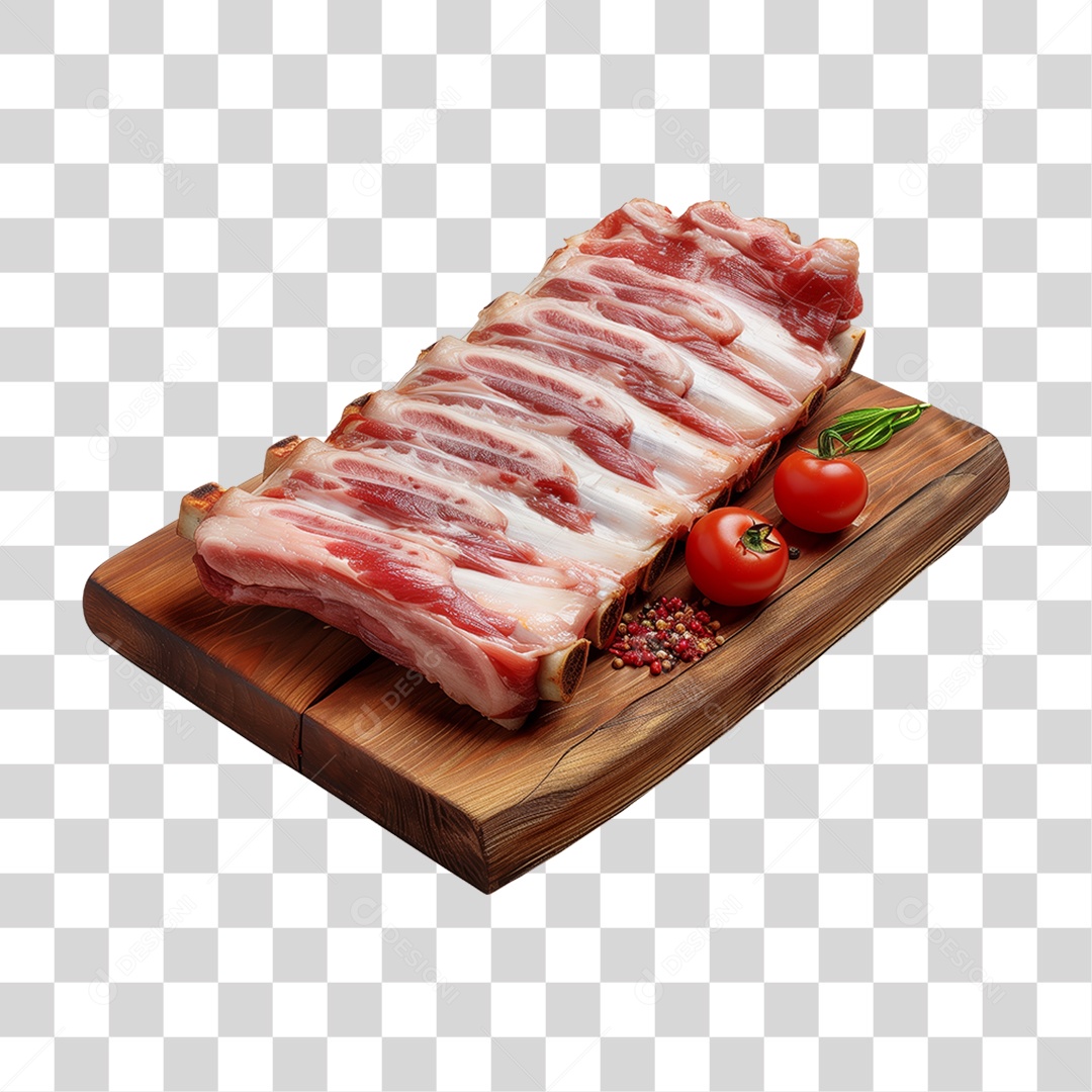 Costela Suína em Tábua de Madeira PNG Transparente