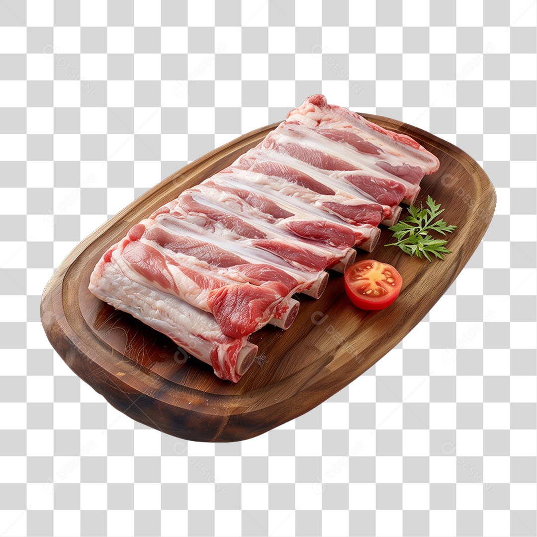 Costela Suína em Tábua de Madeira PNG Transparente