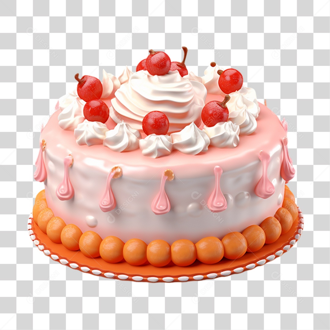 Bolo Confeitado com Cobertura PNG Transparente
