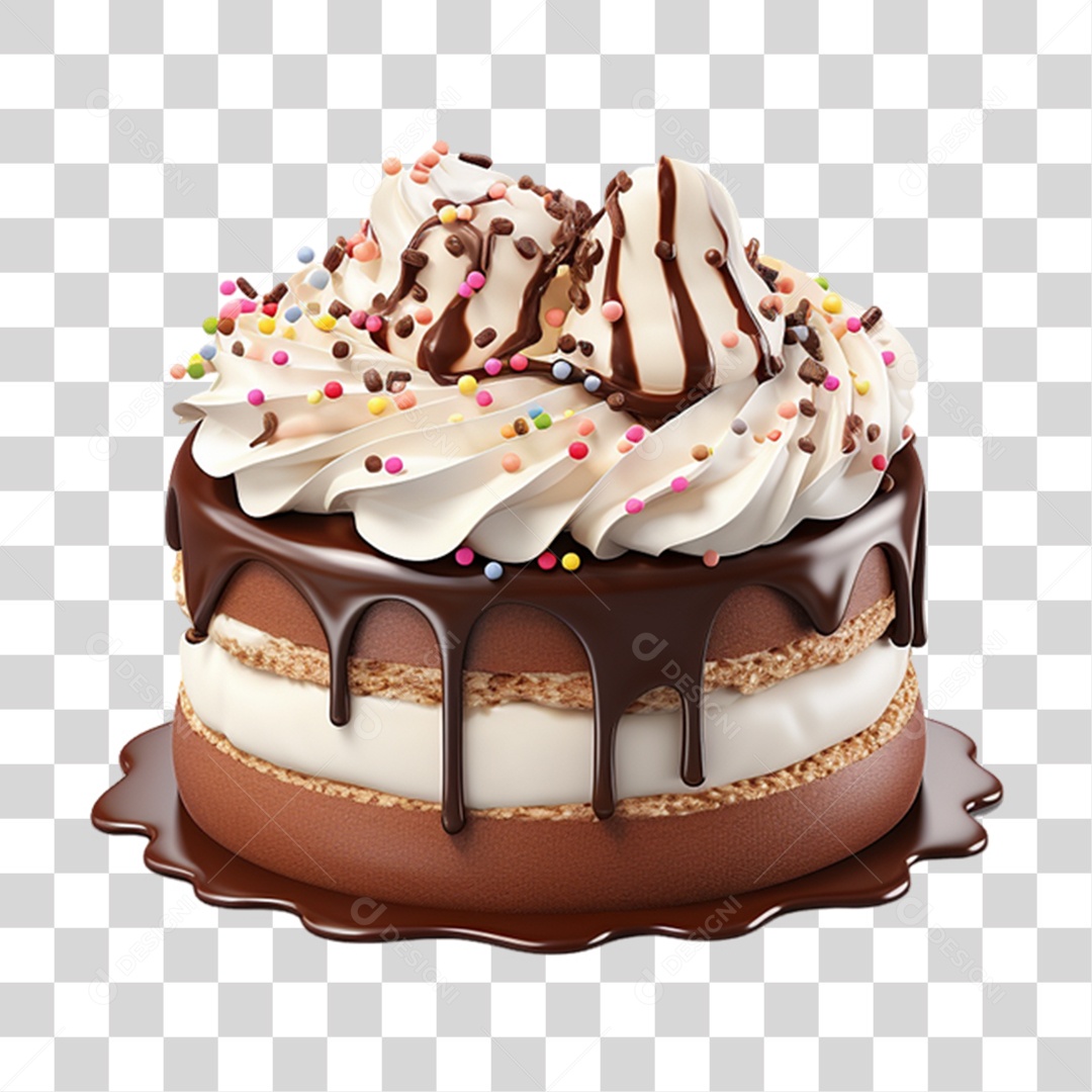 Bolo Confeitado com Cobertura PNG Transparente