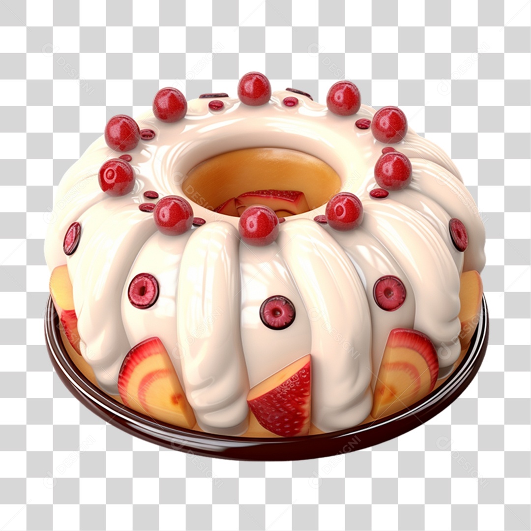 Bolo Confeitado com Cobertura PNG Transparente