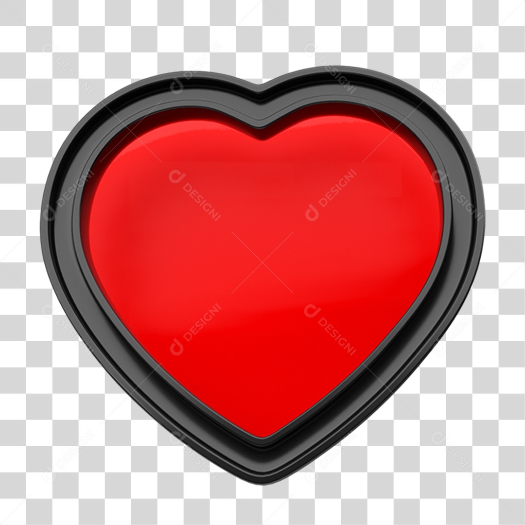 Elemento 3D Coração PNG Transparente