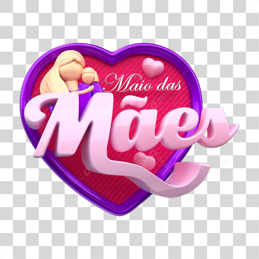 Selo 3D Maio das Mães PNG Transparente