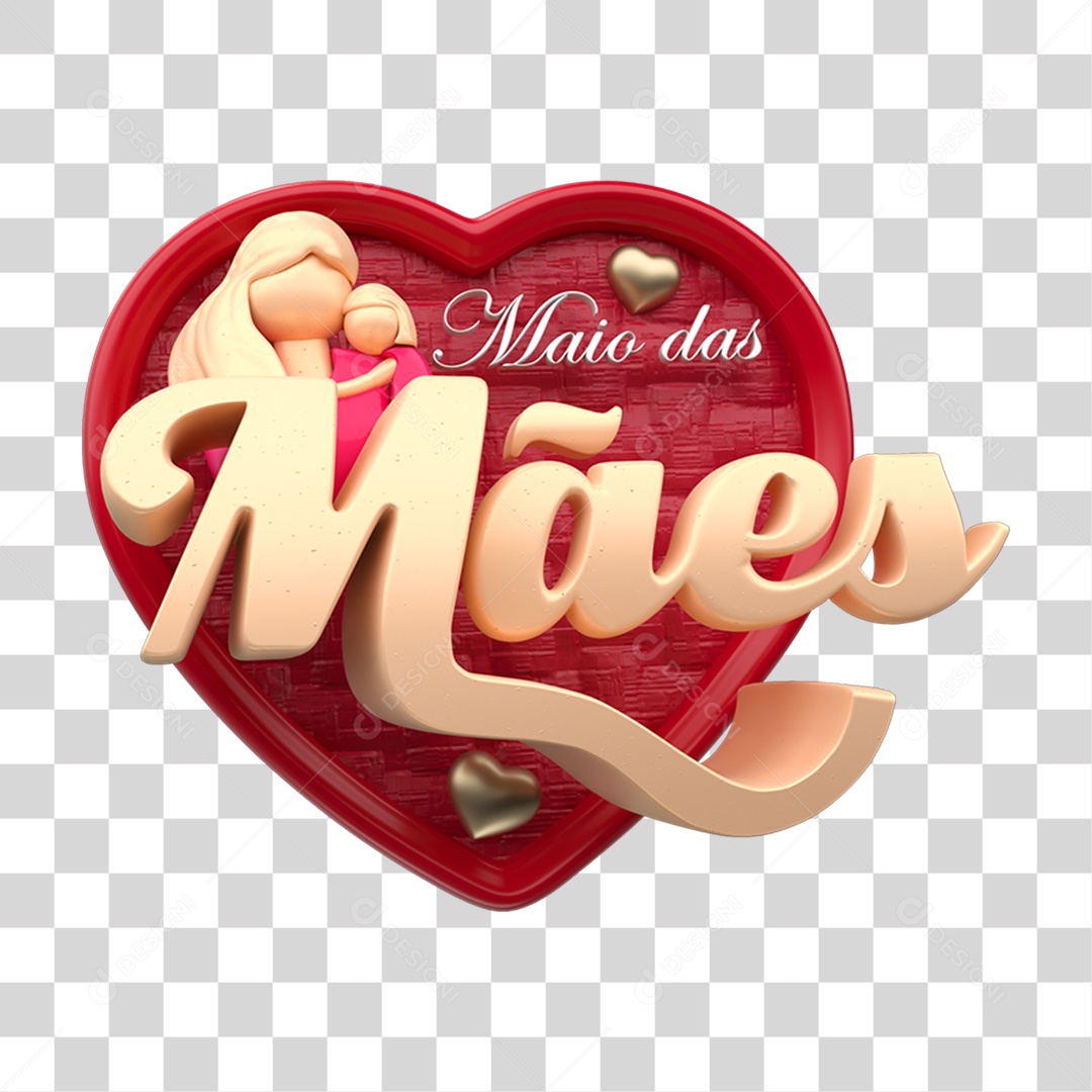 Selo 3D Maio das Mães PNG Transparente