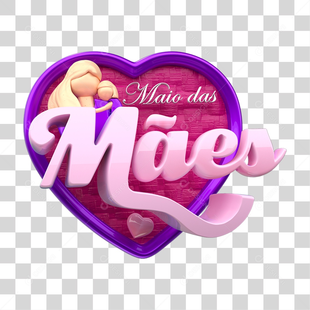 Selo 3D Maio das Mães PNG Transparente
