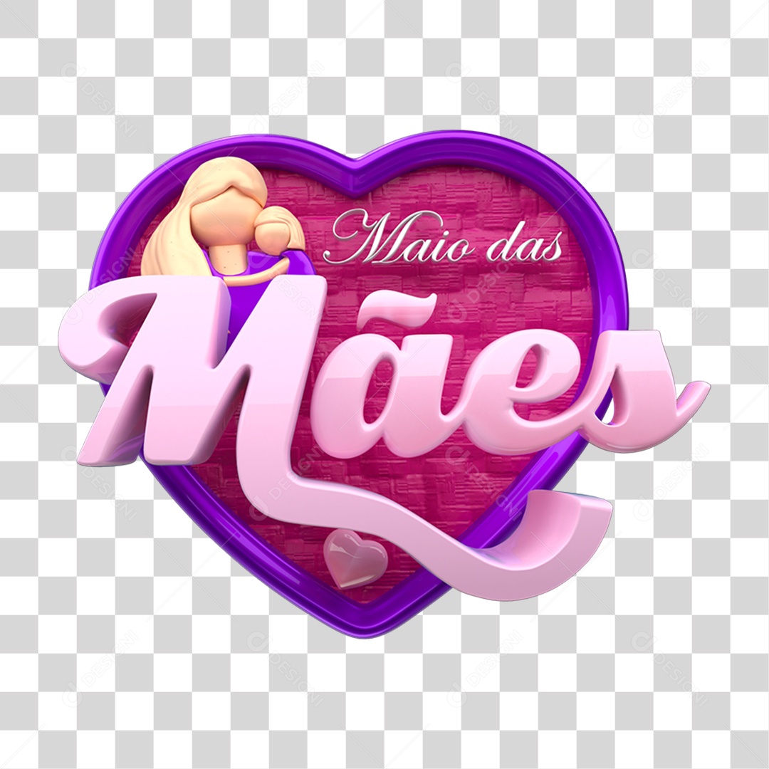 Selo 3D Maio das Mães PNG Transparente