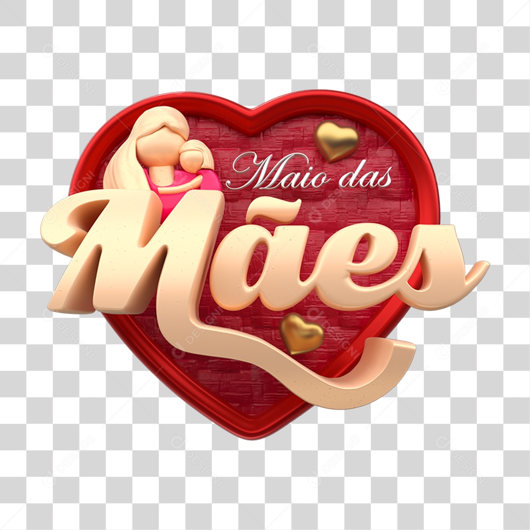 Selo 3D Maio das Mães PNG Transparente