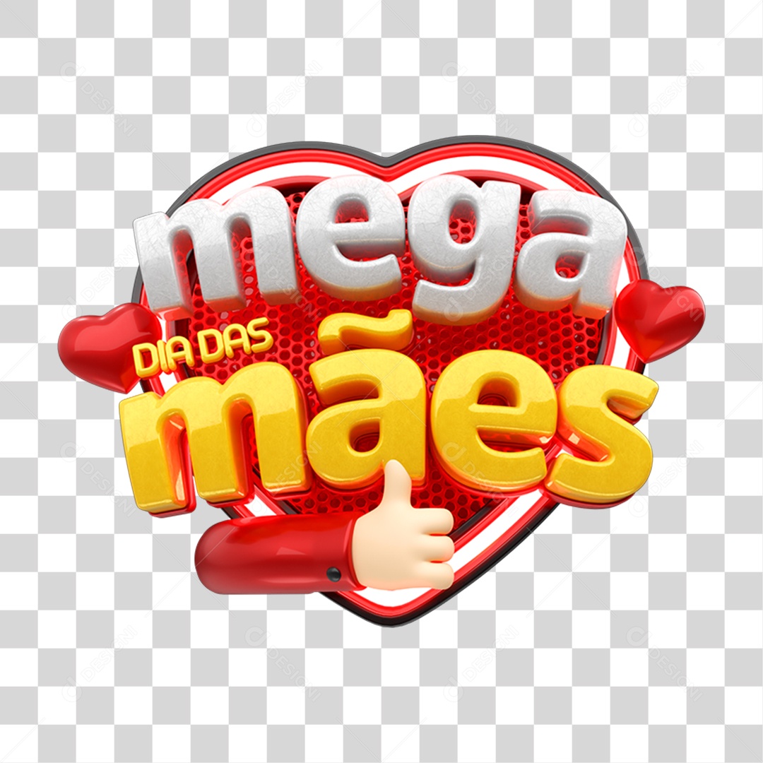 Selo 3D Mega Dia das Mães PNG Transparente