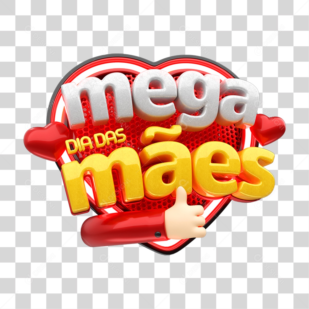 Selo 3D Mega Dia das Mães PNG Transparente