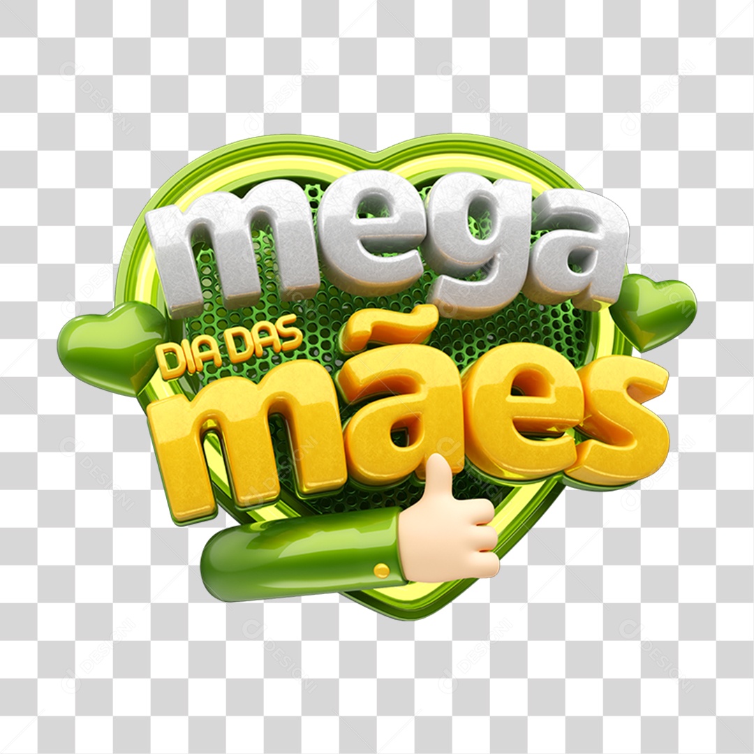 Selo 3D Mega Dia das Mães PNG Transparente